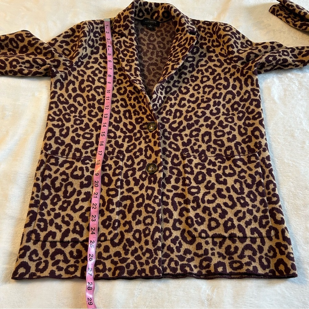 Ann Taylor brown leopard print 2 button sweater cardigan blazer size M - Picture 9 of 9